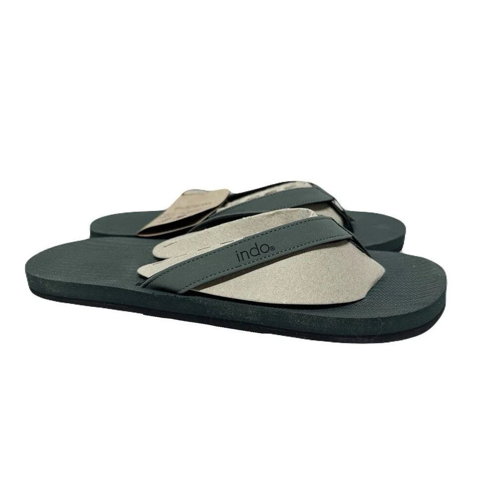 NEW Indosoles Mens Size 10-11 All Terrain Waterproof Vegan Flip Flops Leaf Green